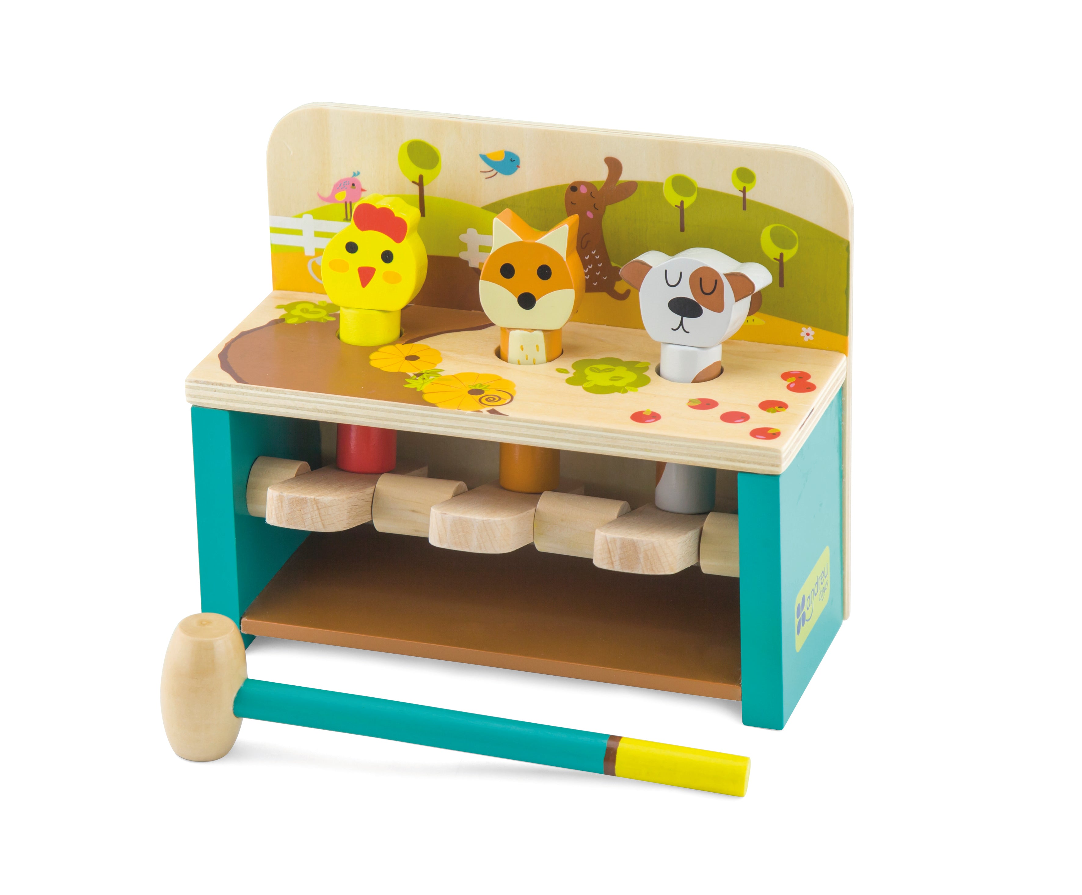 Hit and jump animals wooden toy.