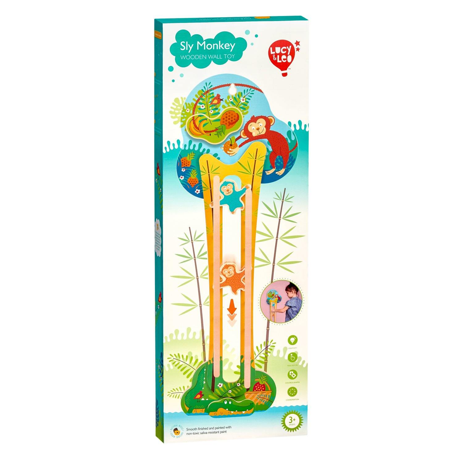 Sly monkey - wooden wall toy - T&M Toys