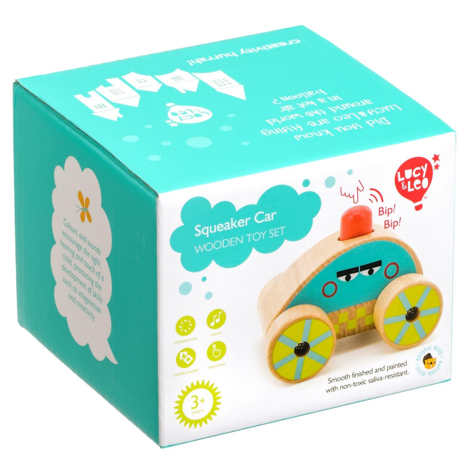 Squeaker car - wooden toy - T&M Toys