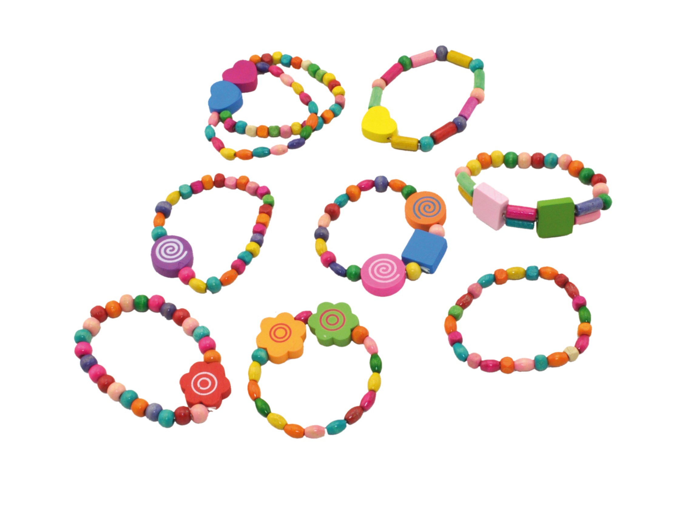 Colourful Wooden Bead Bracelets - Craft toy.